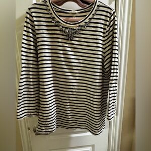 J. Crew Black and White Striped Long Sleeve Top